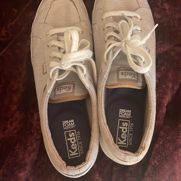 Tan & White Striped Keds Sneakers - Picture 6 of 7